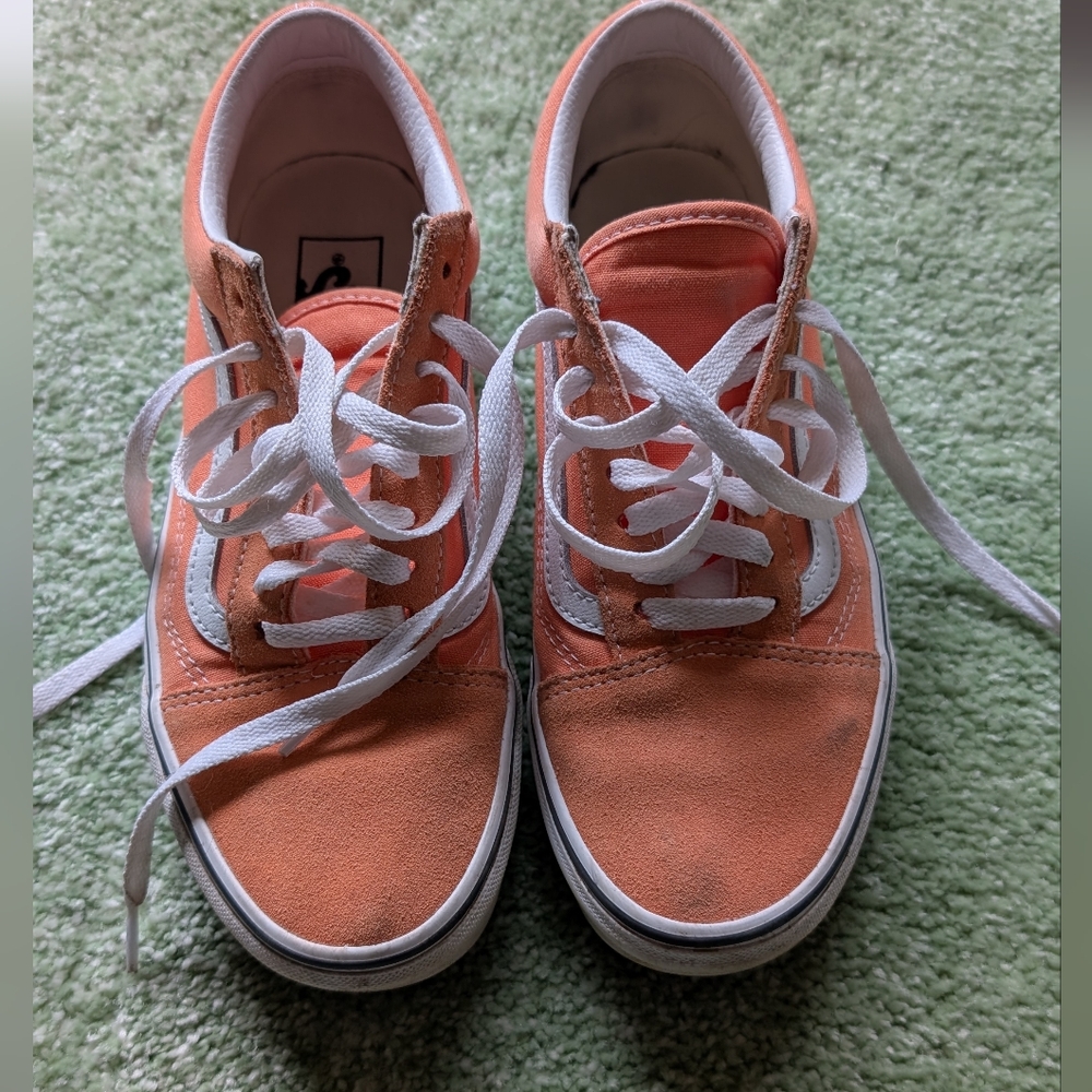 Orange Low Top Vans Size 8